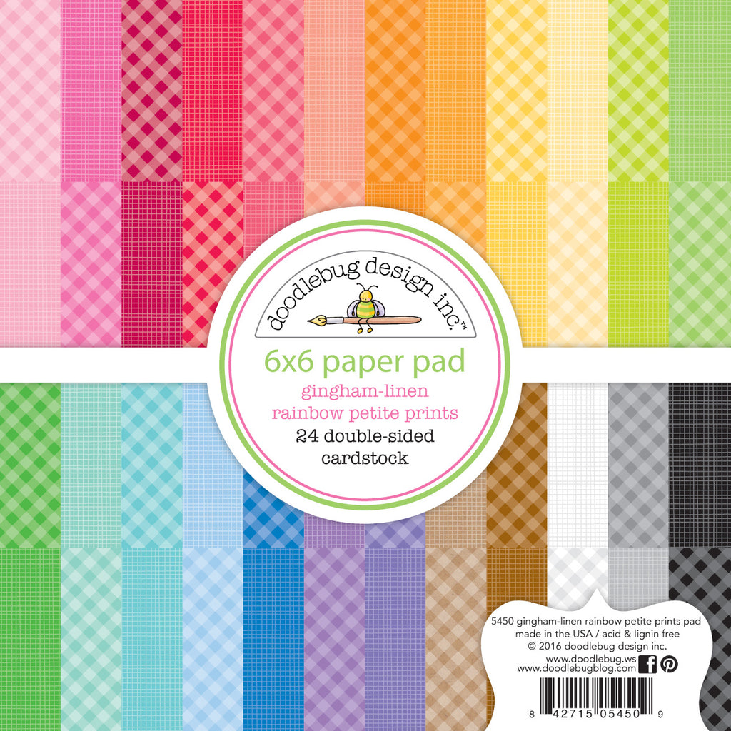 Doodlebug Design - Rainbow Gingham-Linen Petite Print Paper Pad 6x6"