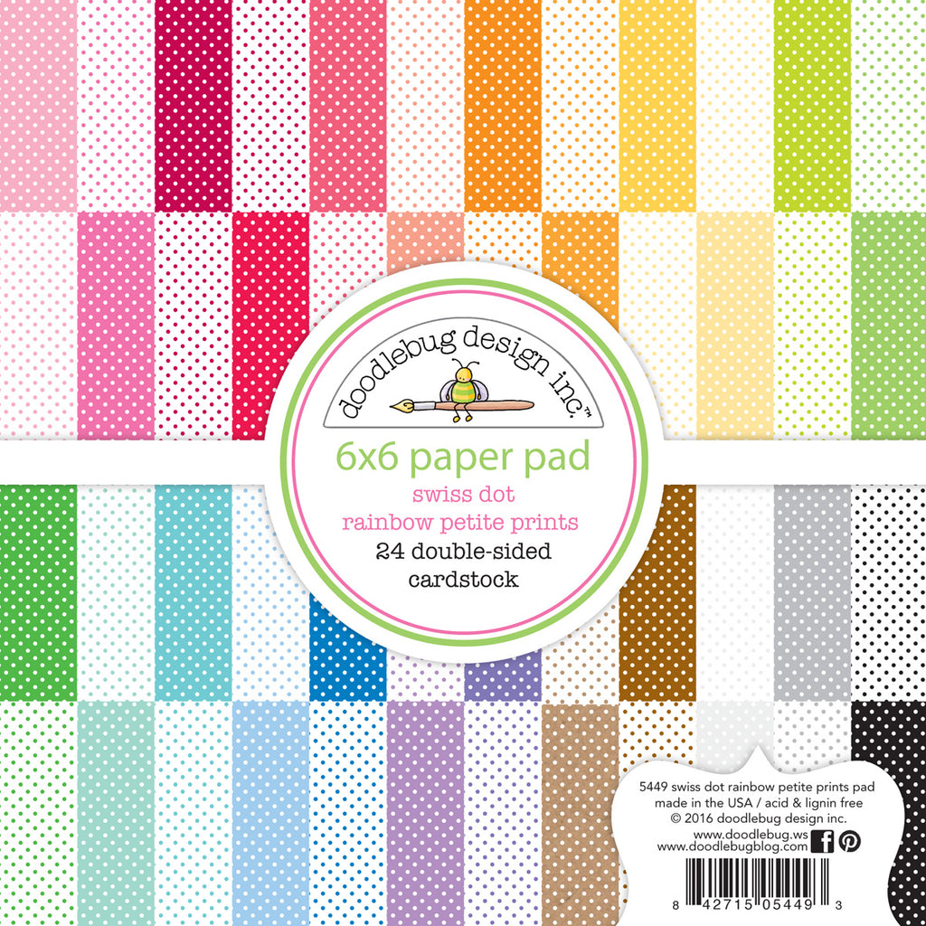 Doodlebug Design - Rainbow Swiss Dot Petite Print Paper Pad 6x6"