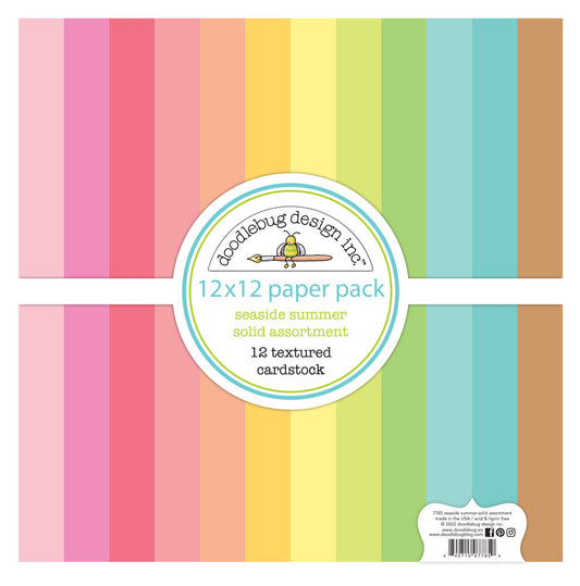 Doodlebug Design - Seaside Summer Textured Cardstock Solid Paper Pack 12x12"