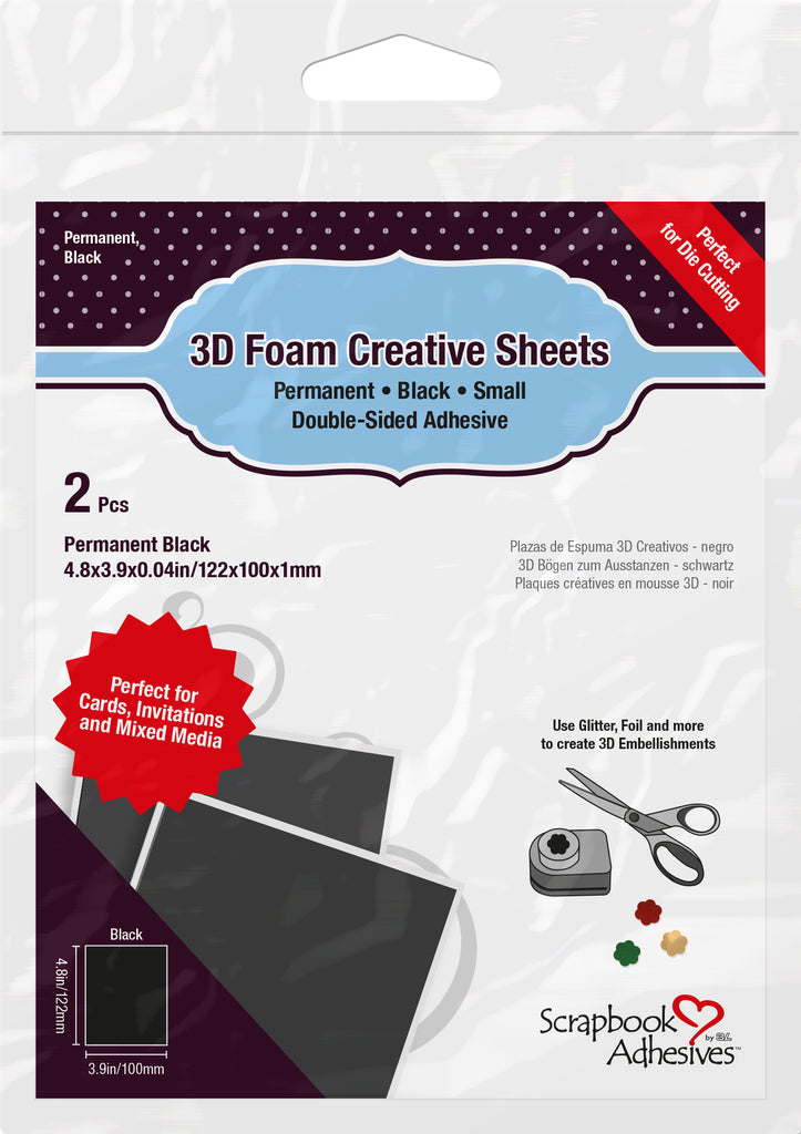 Scrapbook Adhesives - 3D Foam Sheets Black Small (2pcs)