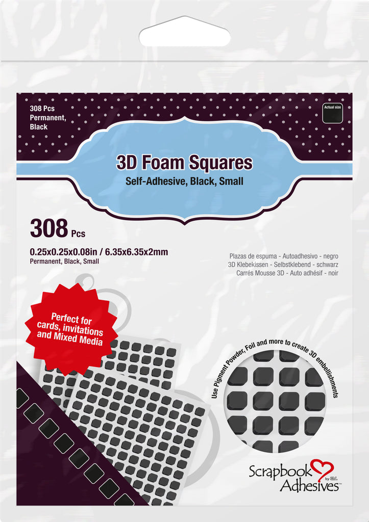Scrapbook Adhesives - 3D Foam Squares Black Small (308pcs)