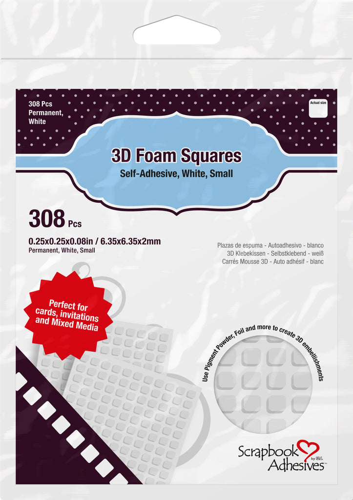 Scrapbook Adhesives - 3D Foam Squares White Small (308pcs)