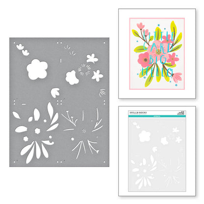 Spellbinders - Hello Blooms Stencil & Die Bundle
