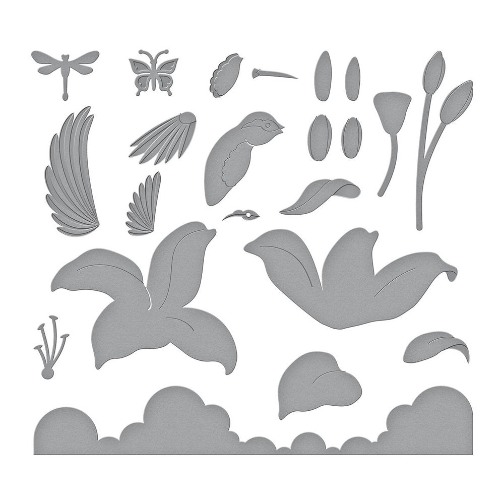 Spellbinders - Hummingbird and Lily Etched Dies