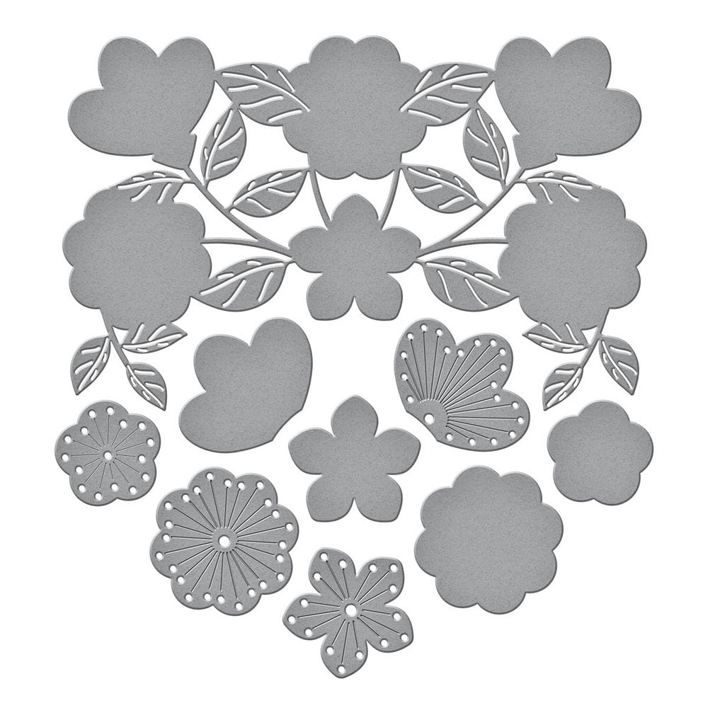 Spellbinders - Stitched Floral Flip Frame Etched Dies