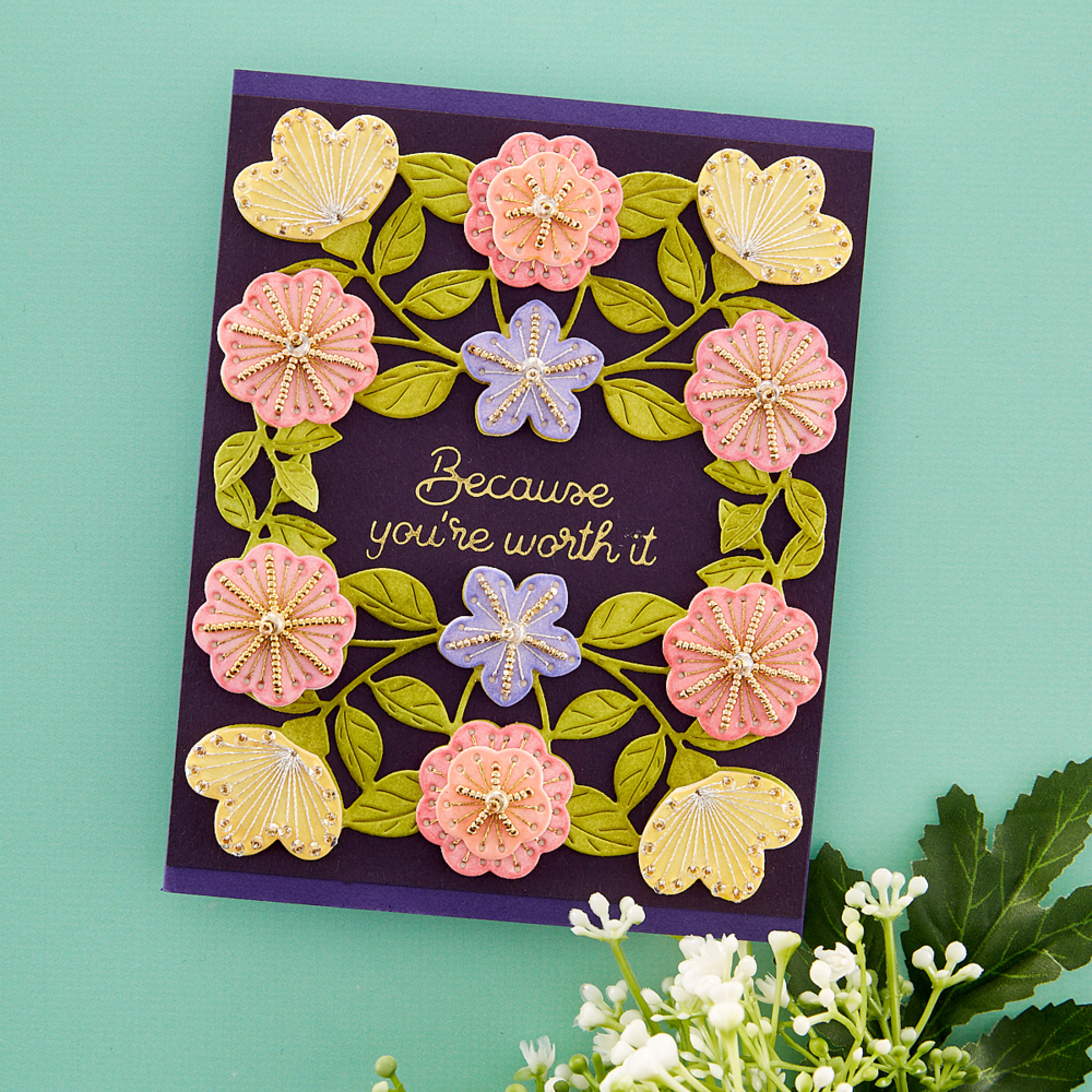 Spellbinders - Stitched Floral Flip Frame Etched Dies