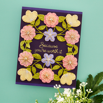 Spellbinders - Stitched Floral Flip Frame Etched Dies