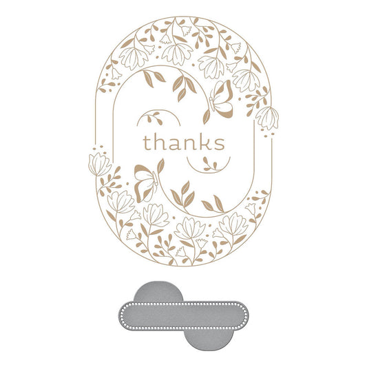 Spellbinders - Stylish Oval Thanks Glimmer Hot Foil Plate & Die Set