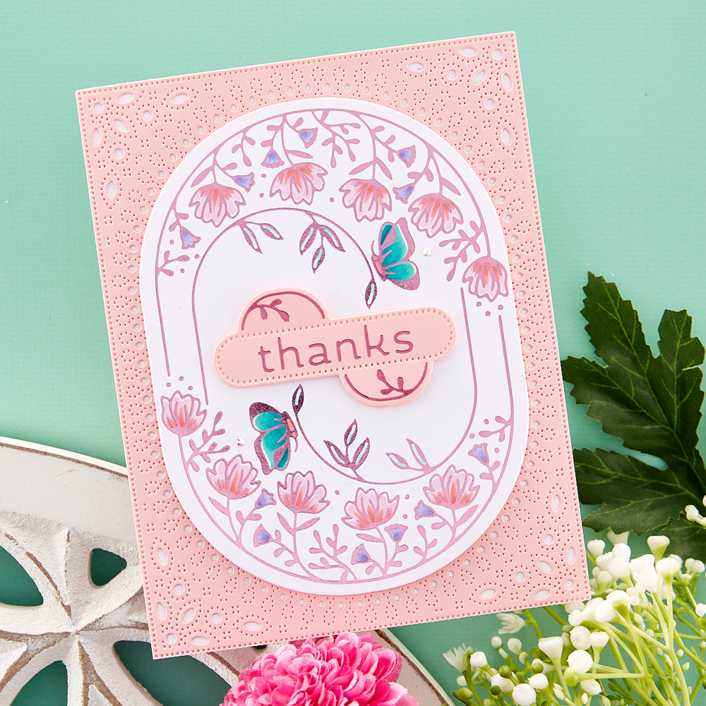 Spellbinders - Stylish Oval Thanks Glimmer Hot Foil Plate & Die Set