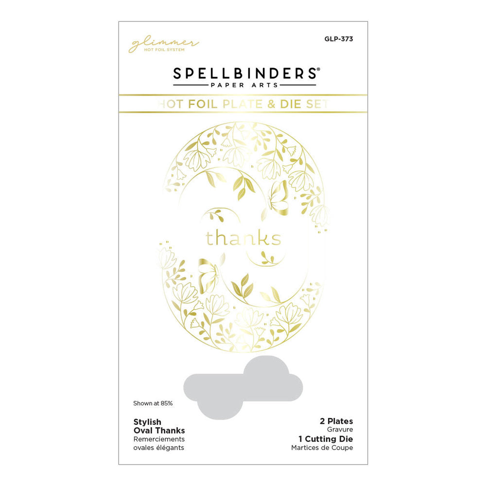 Spellbinders - Stylish Oval Thanks Glimmer Hot Foil Plate & Die Set