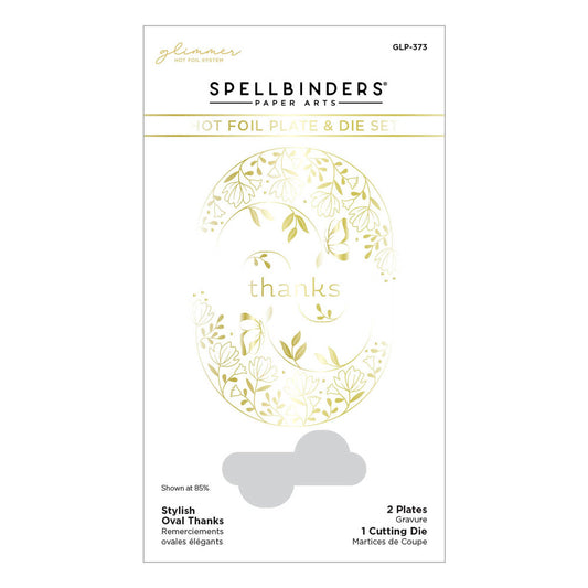 Spellbinders - Stylish Oval Thanks Glimmer Hot Foil Plate & Die Set